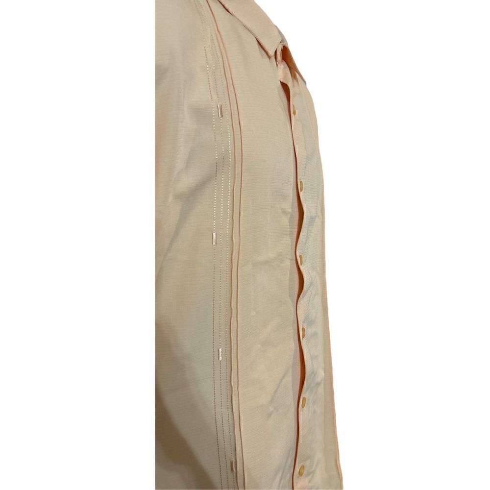 Cubavera Short Sleeve Double Tuck Embroidered Panel Shirt, Polyester Size Large - Picture 5 of 10